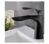 QTANZIQI Robinet de Salle de Bain chromé - Mitigeur d'eau Chaude Froide à poignée Unique pour évier lavabo élégant (MP19 1 Noir B) Facile à Installer