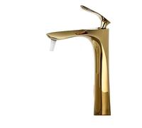 QTANZIQI Robinet de Salle de Bain chromé - Robinet d'eau Chaude Froide à poignée Unique pour évier Mélangeur de lavabo élégant MP19-2 Finition dorée