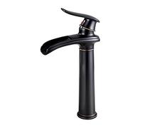 QTANZIQI Robinet pour évier de Salle de Bain Eau Chaude Froide poignée Unique en Laiton Antique robinets à Un Trou lavabo Noir, Noir B (Noir D)