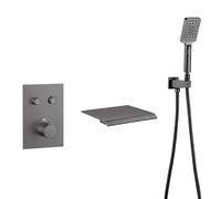 QTANZIQI Robinets de Bain encastrés, douchette à Main Murale à 3 Modes, mitigeur de Bain-Douche Mural Chaud Froid, Laiton Gris