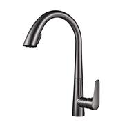 QTANZIQI Robinets de Cuisine avec douchette extractible en Laiton, Robinet télescopique Multifonction Rotatif Chaud Froid, Gris