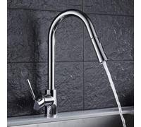QTANZIQI Robinets de Cuisine chromés, Robinet extractible, poignée monotrou pivotante, mélangeur d'eau à 360 degrés, Or