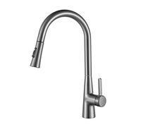 QTANZIQI Robinets d'évier de Cuisine avec pulvérisateur extractible, Robinet Rotatif à 360°, monotrou, poignée mélangeur d'eau Chaude Froide, 2 Modes de Bec, Blanc (Gris Pistolet)