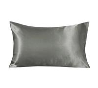 QTANZIQI Taie d'oreiller en Soie Taie d'oreiller en Satin de Soie Pure émulation Housse de Coussin Confortable pour Jeté de lit Housses Simples pour Cheveux Peau (Gris foncé, 51 cm x 66 cm)