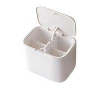 Qtip Holder | Automatic Lifting Wall Mounted Canister Organizer | Cotton Swab Storage Box Makeup Remover Accessory | Space Saving Bathroom Vanity Storage for Hair Ties Floss Picks Skin Care Supplies H