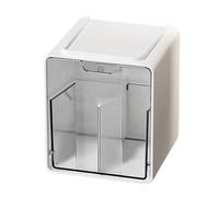 Qtip Support de rangement transparent anti-poussière distributeur rond en coton | Pour coiffeuse, comptoir, tiroir, coiffeuse, étagère murale, placard, salon, spa, hôtel, bureau à domicile
