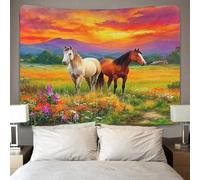 QTIVARLEN Cheval 3D Effet Tapisserie Décoration Murale Tissu Pour Le Dortoir Doux Et Durable Serviette De Plage 100cmx150cm