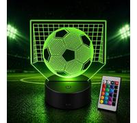 QTORCHE Veilleuse Football 3D Lampe de Chevet LED 16 Couleurs avec Télécommande, Décoration Chambre Garçon Ado, Idée Cadeau Anniversaire Footballeur, Thème Sport Luminaire Nuit
