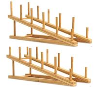 Qtuie Egoutoire Vaisselle Cuisine égouttoir à Vaisselle en Bois Bambou Range Assiette Porte Assiette égouttoir pour la Cuisine Rangement pour Assiettes,Verres,Tasses,Planches à Découper et Livres (2)
