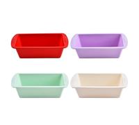 QTUIE Lot de 4 moules à pain en silicone - 20 x 9,5 x 5,5 cm - Moule à gâteau rectangulaire - Moule à gâteau - Moule à pain grillé - Moules en silicone Airfryer - Accessoires de cuisson
