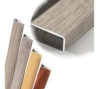 QTWLG 120cm L Profilé Nez De Marche 90cm Bordure D'escalier De Grain De Bois Protecteur De Bord D'escalier en Métal pour Escalier en Bois/Vinyle/Carrelage(Sand Grey,900 * 35 * 20mm)