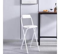 QTWLG Tabouret Pliant 50cm 55cm 60cm 65cm 70cm 75cm Chaise Pliante avec Dossier Et Repose-Pieds, Tabouret De Bar Pliable pour Cuisine Comptoir Camping(White,55cm)