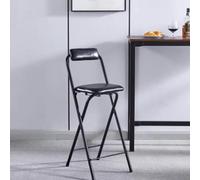 QTWLG Tabouret Pliant 50cm 55cm 60cm 65cm 70cm 75cm Chaise Pliante avec Dossier Et Repose-Pieds, Tabouret De Bar Pliable pour Cuisine Comptoir Camping(Black,65cm)