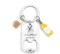 QTZXZX Porte-Clés Décapsuleur Coiffeur Inox, Ouvre-Bouteille Personnalisé, Cadeau Original et Pratique pour Coiffeur Homme, Accessoire Unique Idée Cadeau Anniversaire, Noël et Fin d'Études