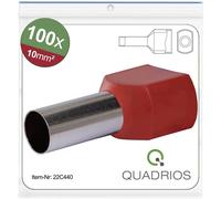Quadrios 22C440 Embout double dextrémité de câble 10 mm² partiellement isolé rouge 1 set