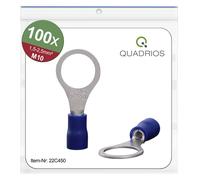 QUADRIOS Cosse à oeillet, 22C450, 1,5 - 2,5 mm², bleu, partiellement isolée, Ø du trou 10,5 mm, 100 pcs.