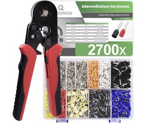 Quadrios 23T045 Assortiment dembouts simples 0.5 mm², 0.75 mm², 1 mm², 1.5 mm², 2.5 mm², 4 mm², 6 mm², 10 mm² partiellement isolé 1 set