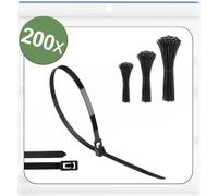 Quadrios 25CA705 25CA705 Serre-câble 150 mm, 200 mm, 250 mm 5 mm noir réouvrable, avec fermeture à levier, stabilisé aux UV, résistant aux intempéries 200 pc(s)
