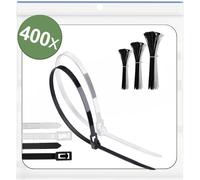 Quadrios 25CA724 25CA724 Serre-câble 150 mm, 200 mm, 250 mm 5 mm noir, blanc réouvrable, avec fermeture à levier, stabilisé aux UV, résistant aux intempéries