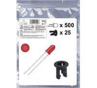 Quadrios 25O201 Assortiment de LEDs rouge rond 3 mm 700 mcd 20 mA 2.0 V