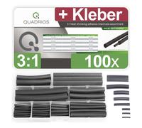 Quadrios, Gaine thermorétractable, Assortiment de gaines thermorétractables Premium, 100 pièces - taux de rétreint 3:1, avec colle (100x)