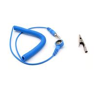 QUADRIOS GmbH 1903EC013 Câble spiralé de protection ESD 10 mm avec bouton-poussoir et adaptateur professionnel pour accessoires antistatiques (conforme à la norme EN 61340-5-1)