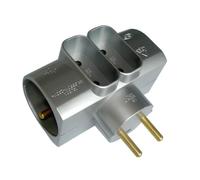 Quadriplite latérale ZENITECH 4 prises 2x16A + 2x6A - Inox-Chrome