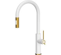 QUADRON JENNIFER Q LINE SLIM SteelQ, Robinet de cuisine mitigeur 360°, Robinet cuisine inox, Couleur : Blanc, Hauteur : 46 cm, Robinet pour cuisine