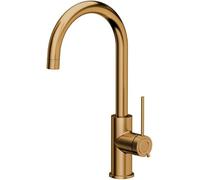QUADRON JODIE Q LINE SLIM SteelQ, mitigeur de cuisine 360°, robinet en acier inoxydable, fonction QFix, cuivre, hauteur: 35,5 cm, robinet de cuisine, partie tête: céramique, finition PVD cuivre