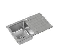 QUADRON Kenneth 111 Evier de cuisine en acier inoxydable gris - Dimensions : 78 x 48 cm - Avec chambre en acier - Granit et acier inoxydable - Avec siphon et bouchon à vis - Avec égouttoir