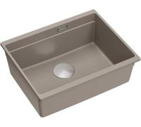 QUADRON Moderne Evier LOGAN 100 en GraniteQ, couleur: Soft Taupe, 59,5 x 45,1 x 21,5 cm, Evier 1 bac, Evier sous plan avec siphon manuel, acier inoxydable, Evier de cuisine en granit