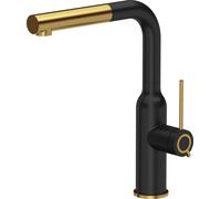 QUADRON Robinet de cuisine ANGELINA Q LINE SteelQ, Mitigeur 360°, Robinet de cuisine en acier inoxydable, Couleur : Noir, Hauteur : 31 cm, Robinet pour cuisine