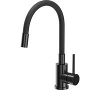QUADRON Robinet de cuisine MAGGIE SteelQ Mitigeur 360°, couleur : noir, hauteur : 38cm Fonction QFix, rotation- Robinet de cuisine en inox
