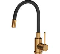 QUADRON Robinet de cuisine MAGGIE SteelQ Mitigeur 360°, couleur : noir, hauteur : 38cm Fonction QFix, rotation- Robinet de cuisine en inox