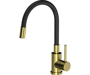 QUADRON Robinet de cuisine MAGGIE SteelQ Mitigeur 360°, couleur : noir, hauteur : 38cm Fonction QFix, rotation- Robinet de cuisine en inox