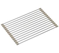 QUADRON Tapis d'Evier en silicone et acier | Taille 38 x 25 cm Couleur: Beige | Multifonctionnel Résistant à la température | QMAT pour la cuisine | Tapis de protection pour la vaisselle et l'Evier