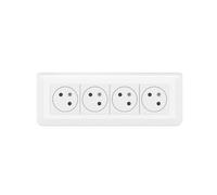 Quadruple prise terre avec plaque 4 postes Mosaic blanc Legrand