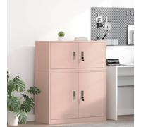 QUAHEAS Armoire de rangement rose en acier 90 x 40 x 40 cm avec portes verrouillables, résistante à la corrosion, idéale pour le bureau, le bureau à domicile et l'étude