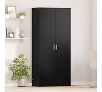 QUAHEAS Armoire haute noire aspect chêne 80 x 39 x 178 cm avec 2 portes et étagères peu encombrant pour couloir, couloir, salon, idéale comme garde-robe et organisateur de rangement