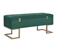 QUAHEAS Banc avec compartiment de rangement - 105 cm - Vert - Velours rembourré - Banc avec couvercle et espace de rangement - Organiseur de garde-robe pour salon, chambre à coucher, couloir, peu