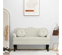 QUAHEAS Banc avec coussin crème en velours 120,5 x 65 x 75 cm avec dossier et rembourrage pour couloir, chambre à coucher, salle à manger, couloir, espace de rangement, garde-robe peu encombrant et