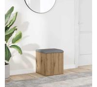 QUAHEAS Banc avec espace de rangement - Chêne Artisan - Rembourré - 42 x 42 x 45 cm - Avec coussin - Pour couloir, garde-robe et salon - Banc à chaussures - Organiseur à rabat