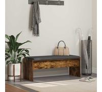 QUAHEAS Banc de couloir avec coussin en chêne fumé 103 x 38 x 40 cm, rembourré, avec espace de rangement et couvercle, idéal pour couloir, couloir, garde-robe et entrée, peu encombrant et fonctionnel