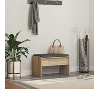 QUAHEAS Banc de couloir avec coussin en chêne Sonoma - 63 x 38 x 40 cm - Banc rembourré pour couloir, couloir, garde-robe - Avec espace de rangement et design en bois - Peu encombrant - Pour salon