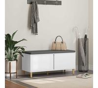 QUAHEAS Banc de couloir avec coussin et espace de rangement, banc en bois blanc 100 x 38 x 46 cm, rembourré avec siège antidérapant, compartiment de porte pour chaussures et garde-robe, siège peu