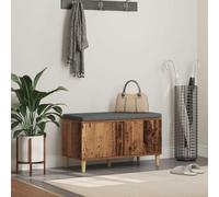 QUAHEAS Banc de couloir avec coussin et espace de rangement, bois vieilli, 80 x 38 x 46 cm, rembourré avec housse antidérapante, banc avec rabat et compartiment pour couloir, couloir, garde-robe
