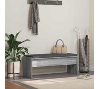 QUAHEAS Banc de couloir avec coussin Sonoma gris 103 x 38 x 40 cm Banc rembourré pour couloir, couloir, garde-robe avec espace de rangement et bois, rangement pratique, rabat rembourré