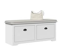 QUAHEAS Banc de couloir BODO blanc 114 x 40 x 45 cm en pin massif avec 2 tiroirs et poignées en métal, banc rembourré avec espace de rangement pour couloir, couloir, vestiaire, salon et chambre à