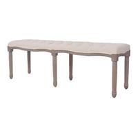 QUAHEAS Banc en lin en bois massif blanc crème - 150 x 40 x 48 cm - Banc rembourré avec espace de rangement - Rabat pour couloir, chambre à coucher, salon, couloir et garde-robe - Peu encombrant et