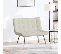 QUAHEAS Banc en velours crème 110 x 74 x 84 cm avec dossier et rembourrage, cadre en métal, polyvalent pour couloir, chambre à coucher, salle à manger, couloir, espace de rangement et garde-robe